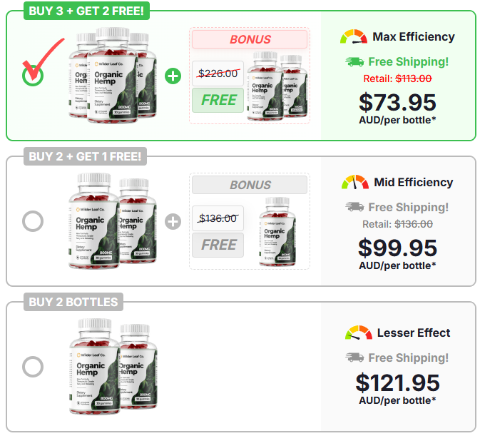Wilder Leaf Packages Pricing - Buy 3 Get 2 Free $73.95/ea, Buy 2 Get 1 Free $99.95/ea